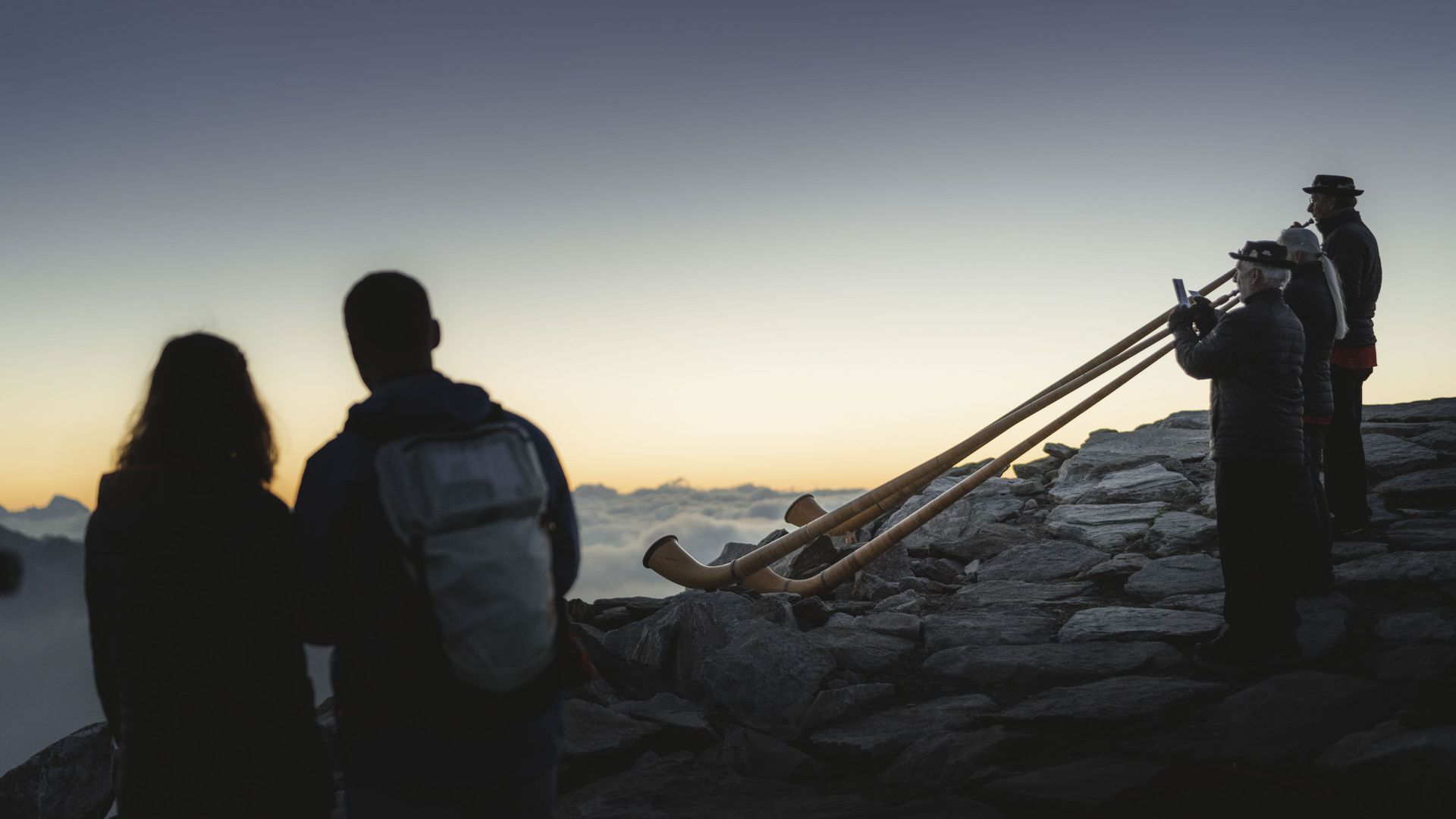 Sonnenaufgang auf dem Eggishorn in der Aletsch Arena